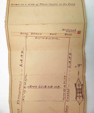 1885 Hand Drawn Survey Map Holbrook Station by R B Wheeler L I Railroad McCotter 3