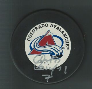 Curtis Leschyshyn Signed Colorado Avalanche Trench Puck