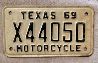 1969 Texas Motorcycle License Plate X44050