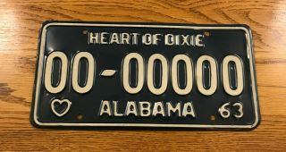 1963 Alabama Sample License Plate Car Tag