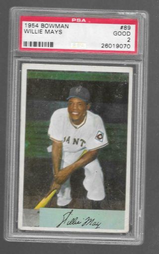 1954 Bowman 89 Willie Mays Giants Psa 2 Good Opens Below Vcp