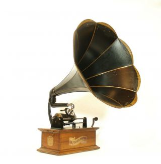 1907 Columbia BKT Cylinder Phonograph w/Original Flower Horn 2