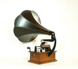 1907 Columbia BKT Cylinder Phonograph w/Original Flower Horn 3