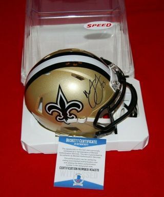 Marshon Lattimore Orleans Saints Signed Speed Mini Helmet Beckett 3
