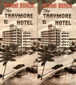 Traymore Hotel Miami Beach Florida Vintage Travel Brochure Circa 1950 