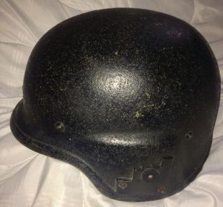 Vintage Police Protective Armored Riot Helmet Kev Lar Black Size Medium
