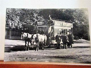 A York Horse Drawn Tramcar,  Tram,  Sept 1909 - Vintage Printed Postcard