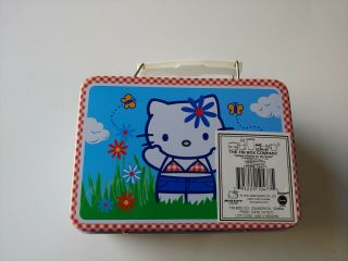 Vintage Sanrio Hello Kitty Blue Mini Tin Lunch Box 1976,  2009 Summer Picnic