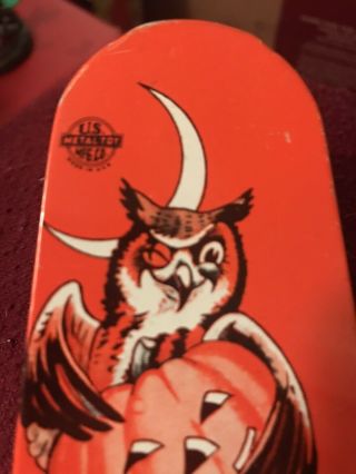 Vintage Halloween Tin Noisemaker Owl Moon Pumpkin Us Metal Mfg.  U.  S.  A.