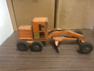 Vintage Orange Tonka Road Grader State Hi - Way Dept Pressed Steel Toy