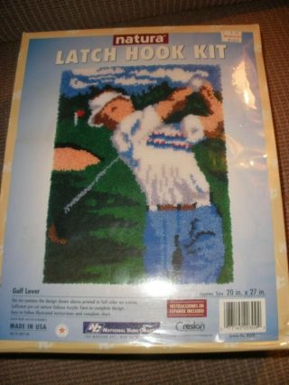 Vintage Nationa Lyarn Crafts Golfer Latch Hook Kit
