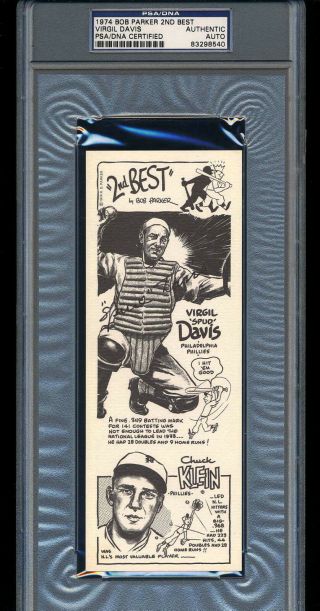 Spud Davis Signed 1974 Bob Parker 2nd Best Card Psa/dna Slabbed Autographed