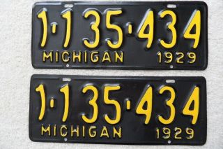Michigan 1929 (pair) Restored - Passenger License Plates – Look
