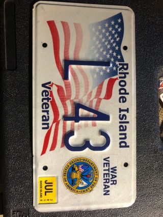Rhode Island Veteran License Plate - Army Army War Veteran Rhode Island Army