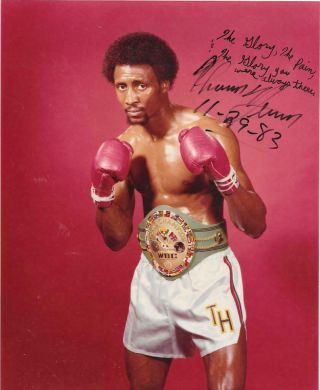 Tommy Hitman Hearns Autographed 8x10 Boxing Photo Signed
