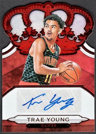 Trae Young 2018 - 19 Crown Royale Red Parallel Die - Cut Auto Autograph /99 Invest