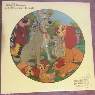 Vintage Walt Disney’s Lady And The Tramp Lp Picture Disc 3103 Record Album