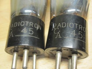Ux - 245 Rca Radiotron 345 Engraved Base Matched Pair Tube 45 Cx345 Vintage Stereo
