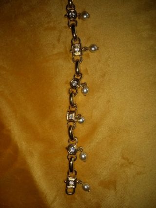 Vintage Joan Rivers Pearl & Crystal Tennis Bracelet