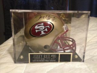 Jerry Rice Signed Mini Helmet With Case And