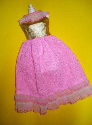 Vtg Barbie 80s Doll Clothes Pink Lurex Prom Dress No Label