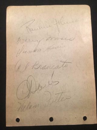 1941 Philadelphia Athletics Signed Album Page Autographed Moses Davis Harris
