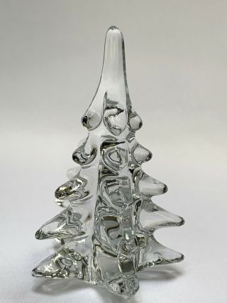 Vintage 5.  25” Lead Crystal Glass Christmas Tree Holiday Decor (n)