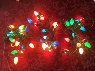 3 Vintage Outdoor Christmas Strand Lights C9 Large Bulbs W/extra Light Bulbs