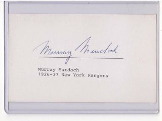 Murray Murdoch Signed 3x5 Index Card Autograph Ny Rangers D.  2001 2 Stanley Cups
