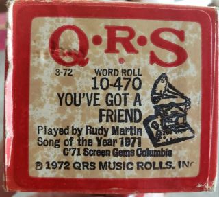 Vintage Qrs Player Piano Roll - 10 - 470 You 