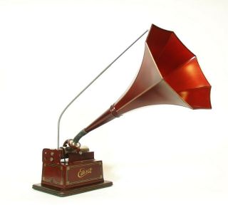 Minty 1910 Edison Red Gem w/Orig.  Horn 2 & 4 Minute Phonograph Plays Great 2