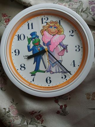 Vintage Muppets Clock 10 " Kermit Miss Piggy Jim Henson Lorus Quartz Vguc
