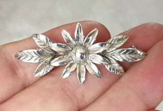 Vintage Art Deco Jewellery Crafted 925 Solid Silver Floral Brooch Pin