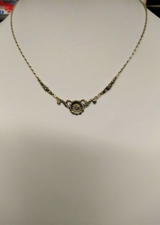 Vintage Art Deco 1930s Sterling Silver Marcasite Necklace