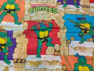 Vintage Teenage Mutant Ninja Turtles Flat Bed Sheet,  1988,  Full Size
