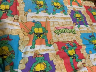 vintage Teenage Mutant Ninja Turtles Flat Bed Sheet,  1988,  full size 2