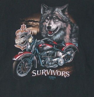 Vintage Near 1989 3d Emblem Harley Davidson " Survivors " Lg Ss T Shirt
