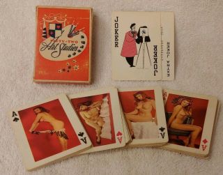 Vintage 1950s Art Studies Playing Cards Risque Pinup Girls Tax Stamp Complete
