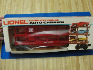Vintage Lionel 6 - 9281 Santa Fe Sf Auto Carrier (no Cars) O 027 Scale W/ Orig Box