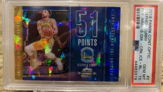 2018 - 19 Optic Contenders Stephen Curry Blue Cracked Ice Psa 10