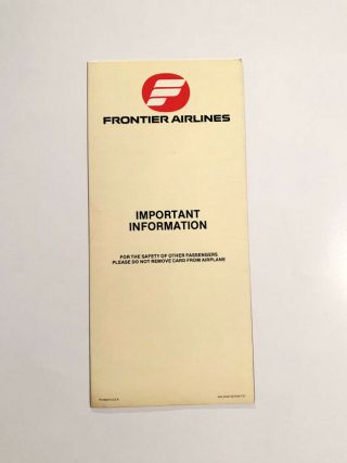 Safety Card Frontier Boeing 737 - 200