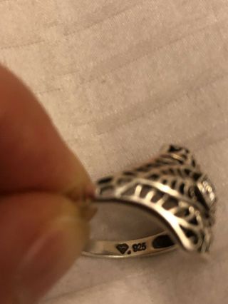 Vintage Sterling Silver Solitaire Filigree Ring Size 7 stamped 925 Avon w/Diamo 3