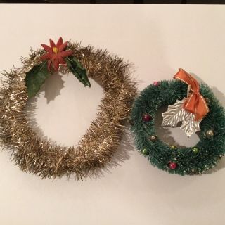 2 Vintage Bottle Brush / Tinsel Wreaths