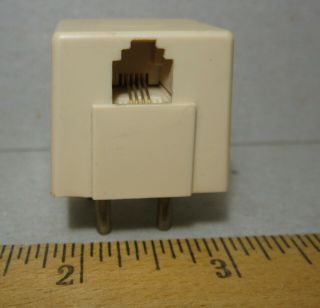 Telephone Line Vintage Modular 4 Prong Adapter Phone Plug Jack Converter Pin Tan