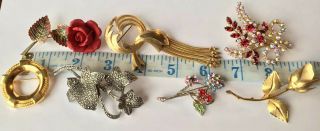 Vintage Costume Jewellery 7 Brooches Some Signed Giovani Sphinx Monet Brooch Pin