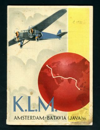 Klm Information Booklet Amsterdam - Batavia Java C.  1930,  Small Cover Fault (o262)