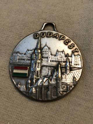 Vintage Budapest Hungary Large 3 Dimensional Silver Metal Charm Pendant