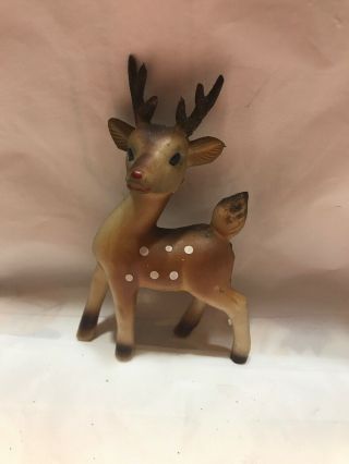 Vintage Rubber/plastic Christmas Reindeer Figure Japan 16a