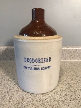 The Pullman Company - Deodorizer Stoneware Pottery Jug - Railroad Train -