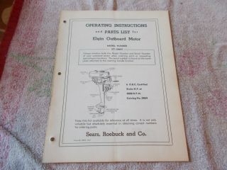 Sears Elgin Outboard Motor Operating Instructions,  Part List 571.  58641